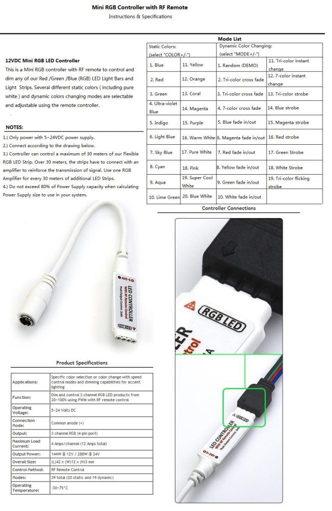 Remote Controller RGB DC 12-24V 30A RGB LED Wireless RF 17 Key-03