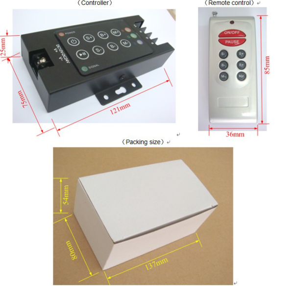 ชุดควบคุมไฟเส้น LED Remote Controller RF 8Key - Image 3
