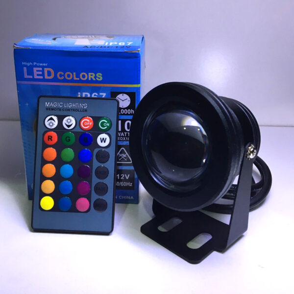 โคมไฟใต้น้ำ LED RGB 10W 12V พร้อมรีโมทเปลี่ยนสี่ได้ - Image 3