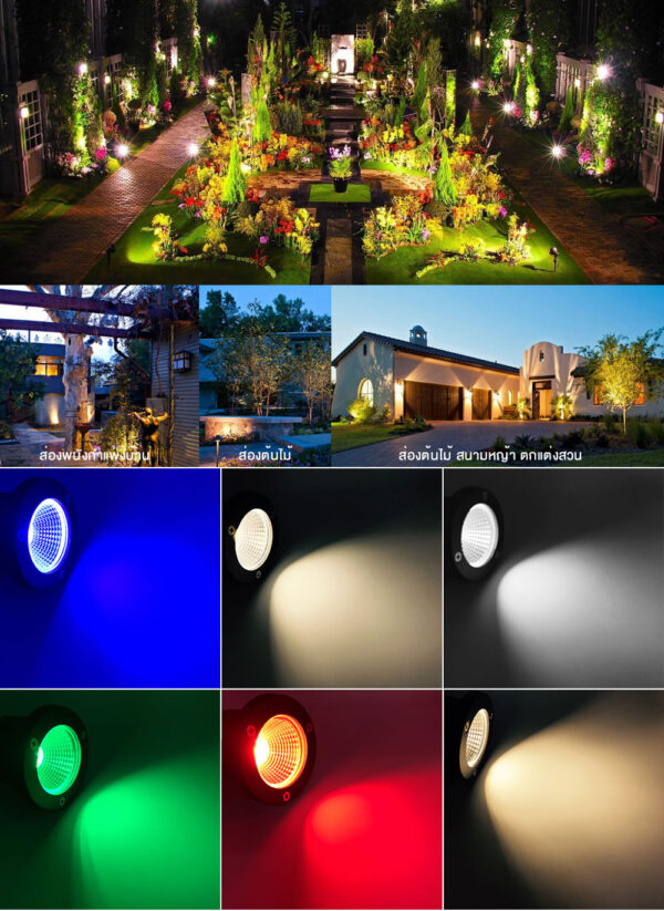 ไฟแอลอีดีส่องต้นไม้ ไฟส่องสนามหญ้า ไฟส่องกลางแจ้ง Outdoor led garden light - Image 7