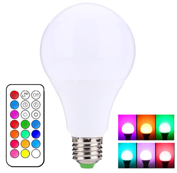 หลอดไฟ LED RGB E27 10W เปลี่ยนสีด้วยรีโมทคอนโทรล - Image 3