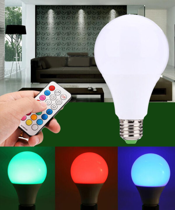 หลอดไฟ LED RGB E27 10W เปลี่ยนสีด้วยรีโมทคอนโทรล - Image 2