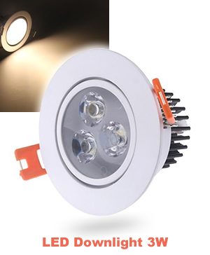 ดาวน์ไลท์ฝังฝ้า Downlight LED 3w แสงวอมไวท์ Warmwhite