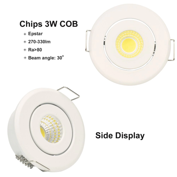 โคมไฟฝังฝ้าสีขาว ไฟดาวไลท์ติดเพดาน LED MINI Downlight 3W WHITE - Image 8