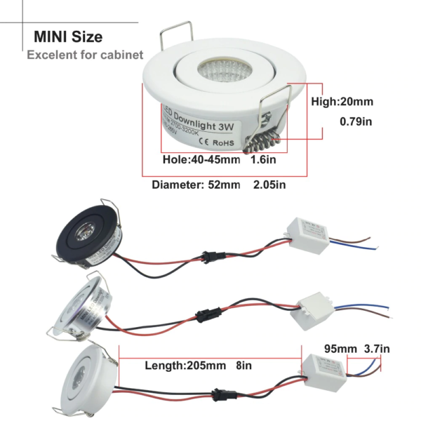 โคมไฟฝังฝ้าสีขาว ไฟดาวไลท์ติดเพดาน LED MINI Downlight 3W WHITE - Image 7
